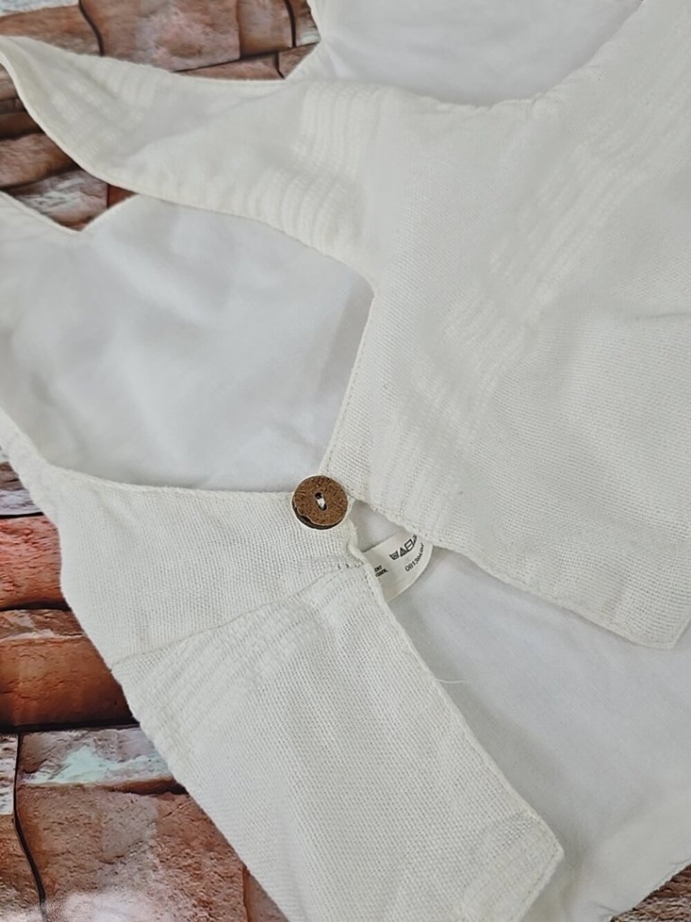 FREE PEOPLE WOMEN'S SIZE XS WHITE CROP TOP COTTON LINEN WITH SIDE BUTTONS LINED. - Picture 9 of 16